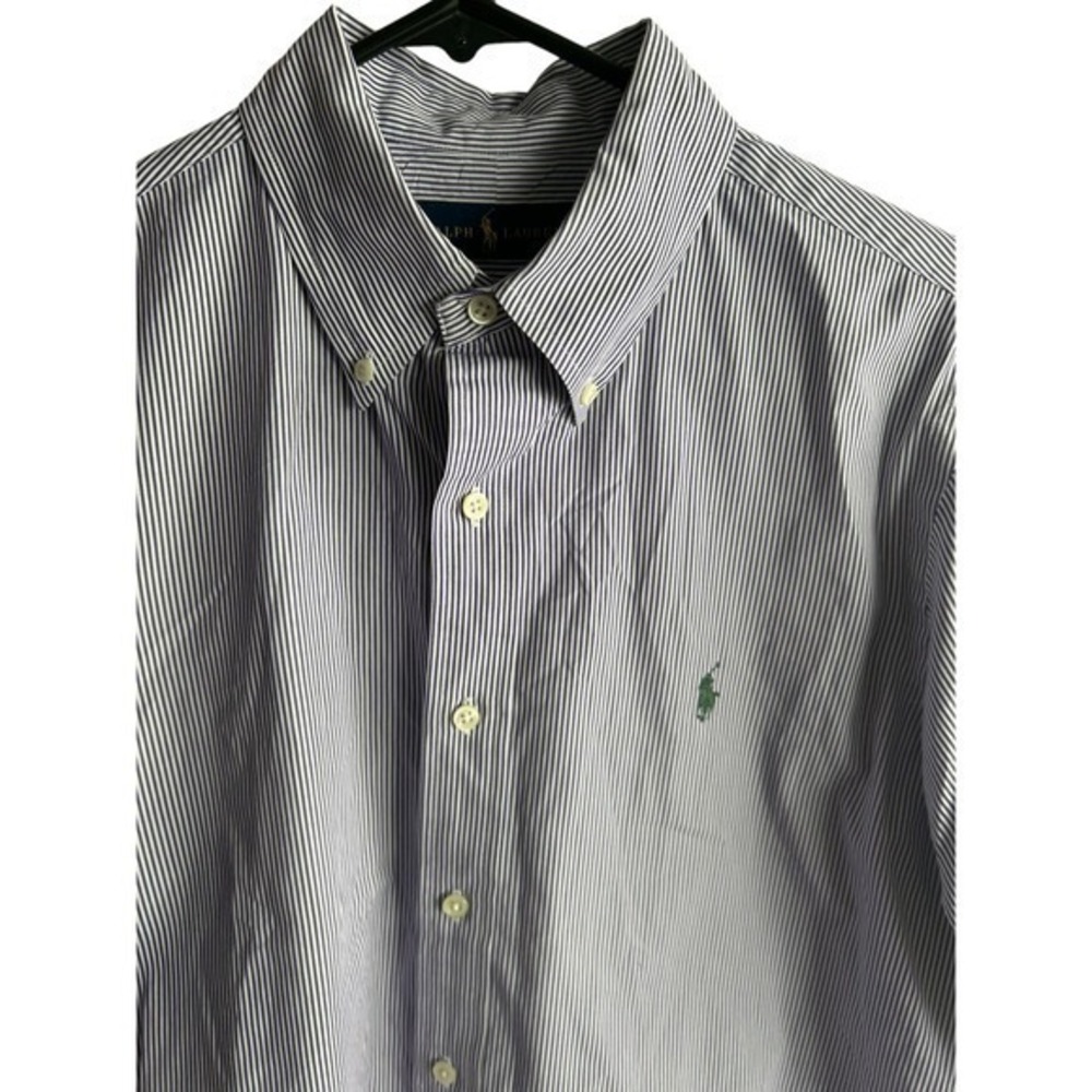 Ralph  Lauren  long sleeve‎ shirt White n Purple stripe size Med.